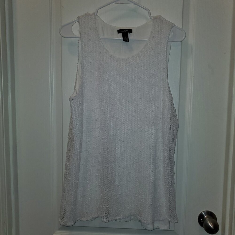 Alfani White Sleeveless Crochet Textured Knit Tank Top – Large - Picture 5 of 9